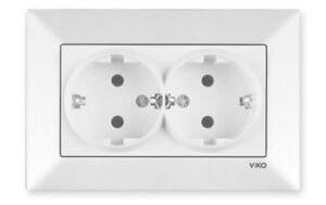 Priza dubla cu impamintare Meridian Viko by Panasonic. Alb