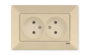 Priza dubla fara impamintare Meridian Viko by Panasonic. Bej
