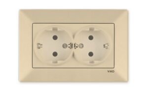 Priza dubla cu impamintare Meridian Viko by Panasonic. Bej
