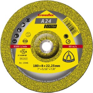 Disc polizare otel SUPRA A24R Klingspor. Centru depresat. 125 x 6 x 22 mm.