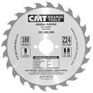 Disc taiere pentru lemn CMT. 184 x 30 x 2.6/ 1.6 mm. 24 dinti.