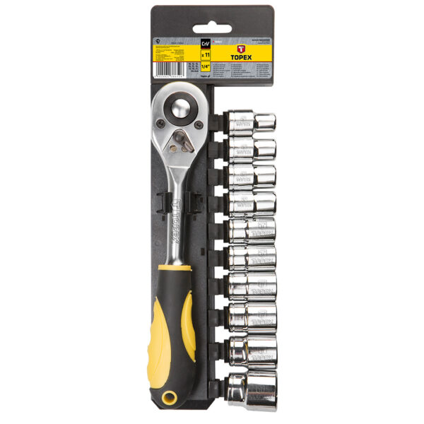 Set capete tubulare cu clichet 1/2" Topex 38D652. 190 mm. 11 buc.