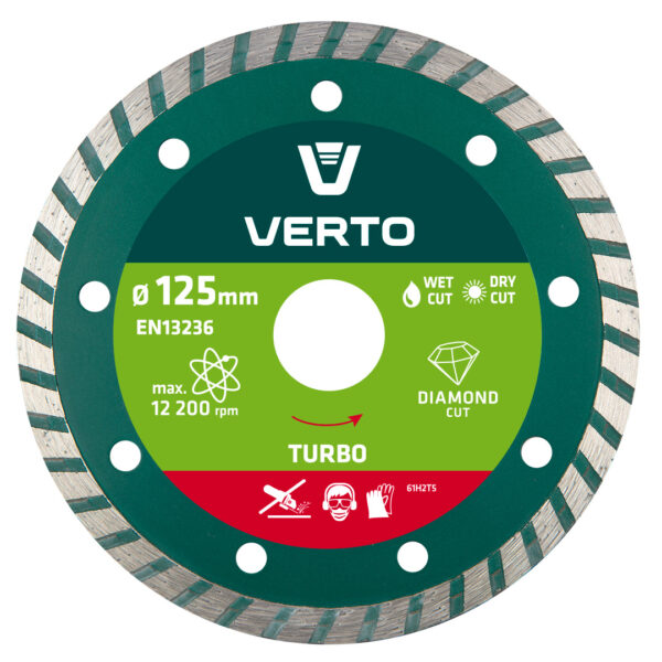 Disc diamantat segmentat Turbo 61H2T5 Verto. 125 x 22.2 mm.
